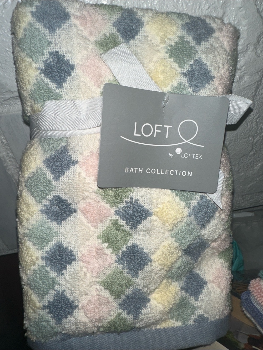 LOFT Pastel Diamond Pattern Washcloth - Blue, Pink, Green, Yellow 2-set cotton